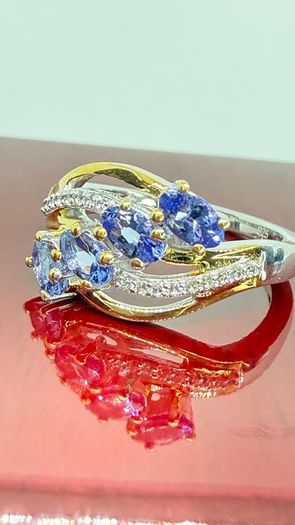 Tanzanite & White Zircon 4-Stone Ring
