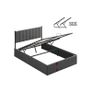 Double bed Hydraulic Ottoman Storage Bed  Double (4ft6) Dark Grey Upholstered Fabric with Lift-Up Storage & Soft Headboard Image 2