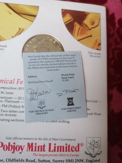 1981 Isle Of Man Silver Proof 5 Pounds Coin