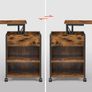 _Bedside Table Sofa Table Height Adjustable Surface Wheels Adjustable Feet 2 Open Shelves Hidden Compartment for Living Room Bedroom Vintage Brown/Black Image 5