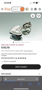 Vintage Links Of London Sterling Silver Sunken or pressed Heart Charm