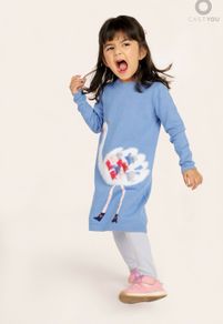 Marks & Spencer light blue cotton dress with matching tights Dress dress Age 3-4 BNWT