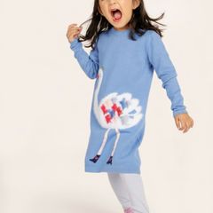Marks & Spencer light blue cotton dress with matching tights Dress dress Age 3-4 BNWT