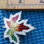 Antique  Large Sterling Silver Enamel Maple Leaf Brooch Image 7