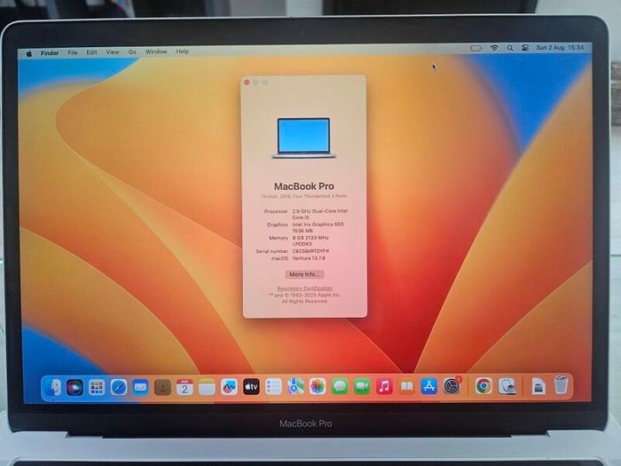 Apple Macbook Pro  2017 Excellent Condition. Intel i5-6267U 2.9GHz 8GB RAM