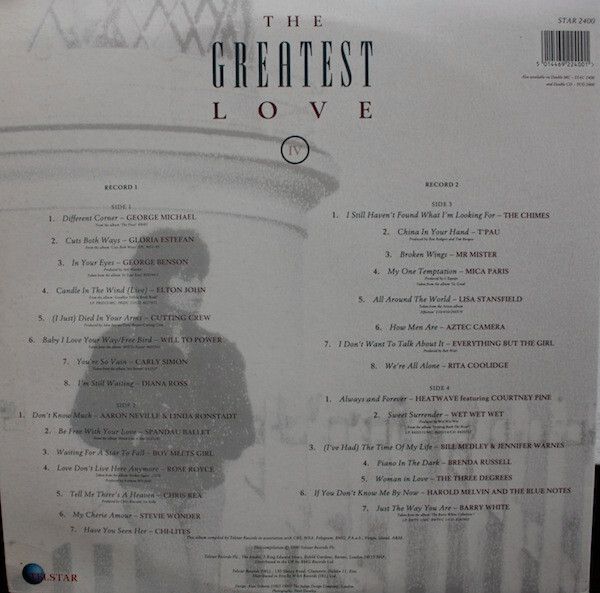 The Greatest Love IV Compilation Vinyl UK Double 1990 Elton John Chris Rea Stevie Wonders Diana Ross