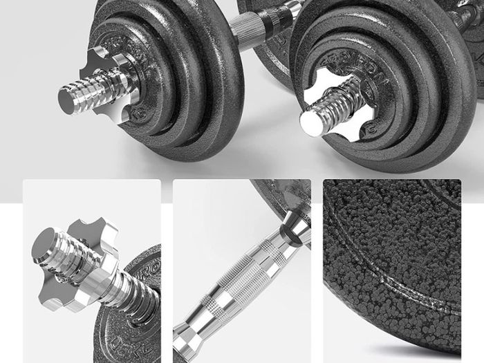 20kg Cast Iron Adjustable Dumbbell Set Hand Weight with Solid Dumbbell Handles Changed into Barbell Handily Perfect for Bodybuilding Fitness Weight Lifting Training Home Gym (FREE POSTAGE)