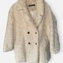 Zara Faux Fur Shearling Coat Ecru/Beige Size L Image 6
