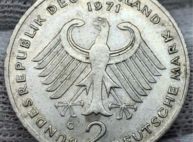 Germany 1969 2 Mark Coin Nice Uncirculated