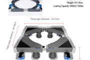 Movable Refrigerator Floor Trolley Fridge Stand Washing Machine Holder 4 Strong Feet Mobile Stand with Brake Wheel 500kg