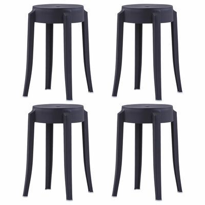 _Stackable Stools 4 pcs Black Plastic