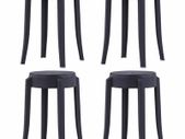 _Stackable Stools 4 pcs Black Plastic