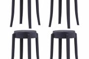 _Stackable Stools 4 pcs Black Plastic