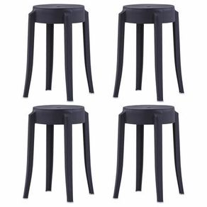 _Stackable Stools 4 pcs Black Plastic