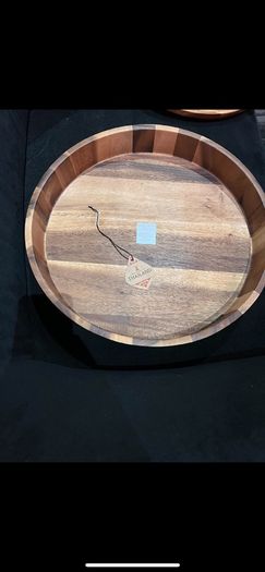 Acacia wooden cheese serving plater tray rotary hand  made