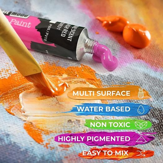 Acrylic paint Set 24 X 22ml Perfect for Canvas, Wood, Ceramic, Rock, Fabric & Crafts. Non-Toxic, Quick Dry & Vibrant Colours. Rich Pigments, Lasting Quality-Great for Beginners & Professionals (FREE POSTAGE)
