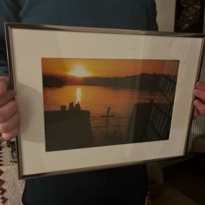 Dalkey Sunrise Dublin Printed Photograph on White Mount in a Dark Silver Frame