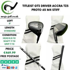 Titleist GT3 Driver / 9 Degree / Accra TZ5 Proto 65 M4 Stiff