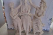 Greek Roman Plaster Sculpture 3 Women Holding Hands  Sculpture