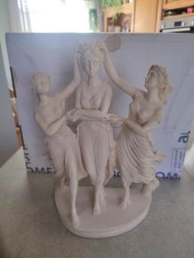 Greek Roman Plaster Sculpture 3 Women Holding Hands  Sculpture