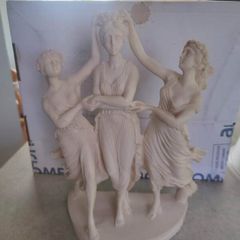 Greek Roman Plaster Sculpture 3 Women Holding Hands  Sculpture