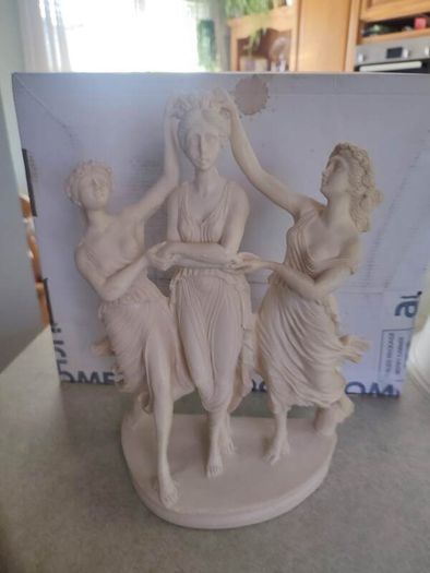 Greek Roman Plaster Sculpture 3 Women Holding Hands  Sculpture