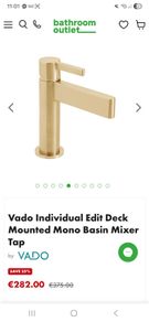 Vado Individual Edit Deck Mounted Mono Basin Mixer Tap brushed gold