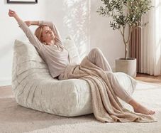 Floor Sofa - No Assembly Required Couch in a Box, Armless Small Accent Chair in Soft Shiny Fleece,Bean Bag Chair for Living Room, Bedroom, Apartment & Office