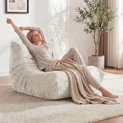 Floor Sofa - No Assembly Required Couch in a Box, Armless Small Accent Chair in Soft Shiny Fleece,Bean Bag Chair for Living Room, Bedroom, Apartment & Office