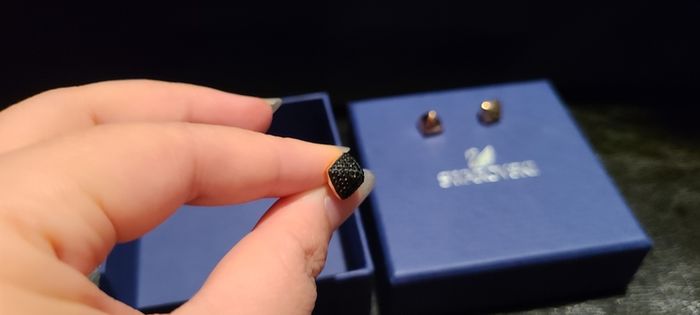 Swarovski Asymmetric Black and Clear Crystal earring