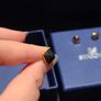 Swarovski Asymmetric Black and Clear Crystal earring Image 2