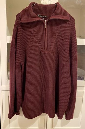 Burgundy Jumper with Neck Zip Oversized Size Large BNWT