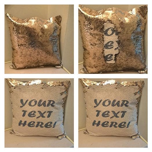Gold Sequin Reveal Magic Cushion Personalised with your text personalized cover