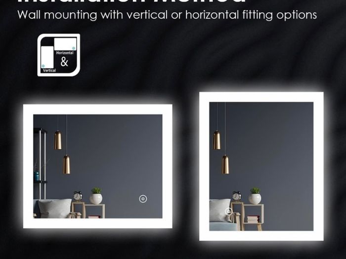 600x500mm Bathroom Mirror With Lights, Horizontal Vertical/Sensor Switch LED Illuminated Bath Vanity Wall-Mounted Mirrors (FREE POSTAGE)