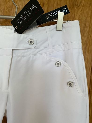 Brand new White Cotton Elegant Trousers by SAVIDA | Size UK 8 / EUR 36