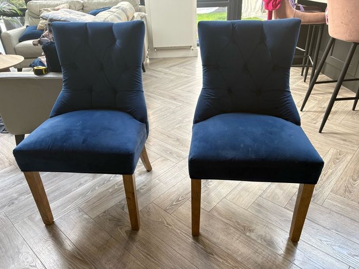 Luxurious Blue Fabric Chairs x 2