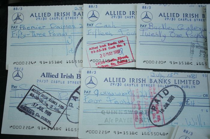 Vintage Cheque Forms - Used - Allied Irish Bank
