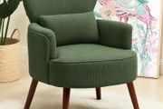 Modern Armchair with Armrests, Padded Accent Chair with Lumbar Cushion, Green