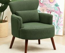 Modern Armchair with Armrests, Padded Accent Chair with Lumbar Cushion, Green