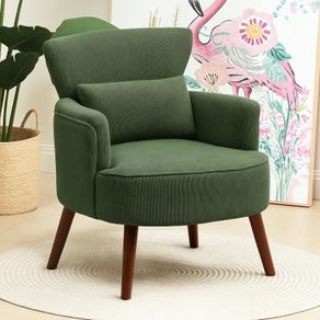 Modern Armchair with Armrests, Padded Accent Chair with Lumbar Cushion, Green