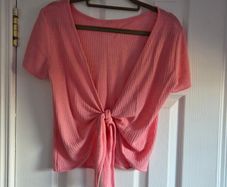 Pink open back top size 10