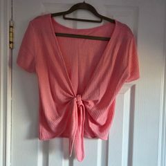 Pink open back top size 10