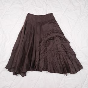 Monsoon Dark Chocolate Brown Tiered Ruffle Whimsigoth Fairy Grunge Midi Skirt 8-10UK/36-38EU
