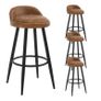 Set of 2 Bar Stool Faux Leather Brown Image 4