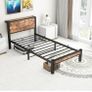 Single Bed Frame with Wood Storage Headboard, Image 4