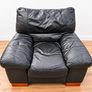 Black Leather Sofa & 2 Armchairs  FREE Delivery Image 3