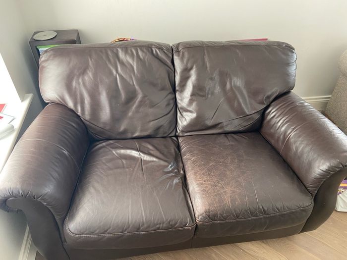 Italsofa brown leather 2 seater sofa