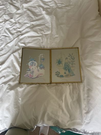 Antique mirror with pictures