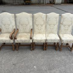 Oak straight back dinning chairs