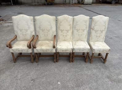 Oak straight back dinning chairs